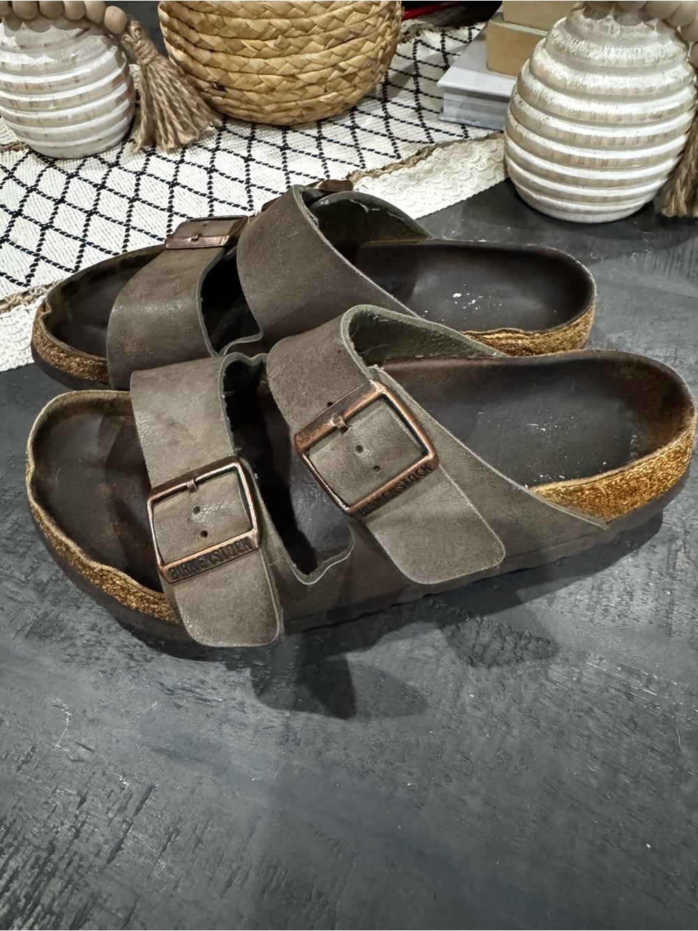 Classic Birkenstock Double-Buckle Slide Sandals - Brown US 7.5-8 EU 38